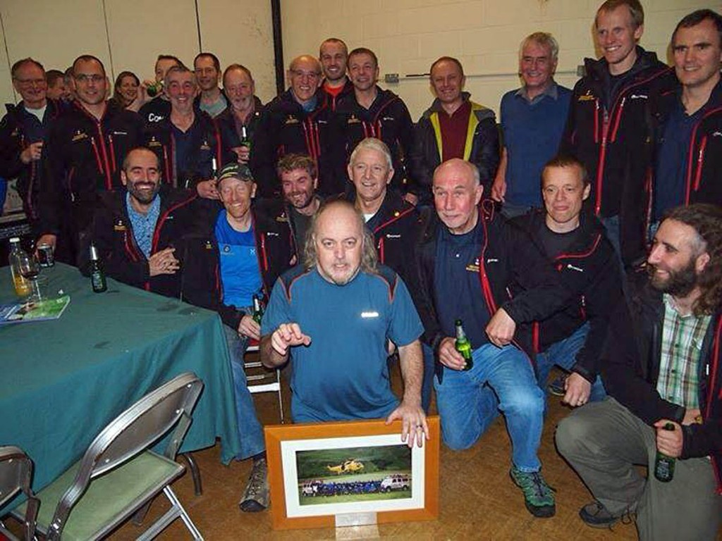 Bill Bailey with Cockermouth team members. Photo: Cockermouth MRT