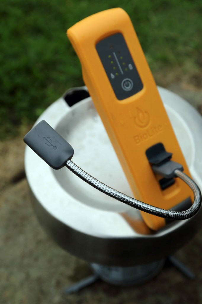The Biolite KettleCharge comes with a flexible USB extender