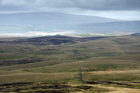 The current route crosses Black Dubb Moss between Pen-y-ghent and Whernside The current route crosses Black Dubb Moss between Pen-y-ghent and Whernside