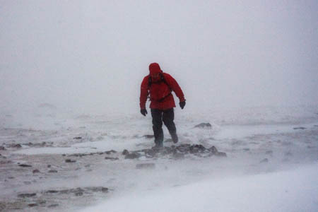 Blizzard conditions prevented a helicopter rescue