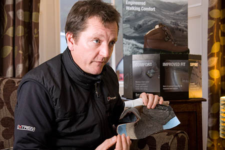 Philippe Galland, category manager footwear for brasher, explains the new model Philippe Galland, category manager footwear for brasher, explains the new model