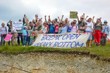 Protestors at the chalk-pit site at Breaky Bottom