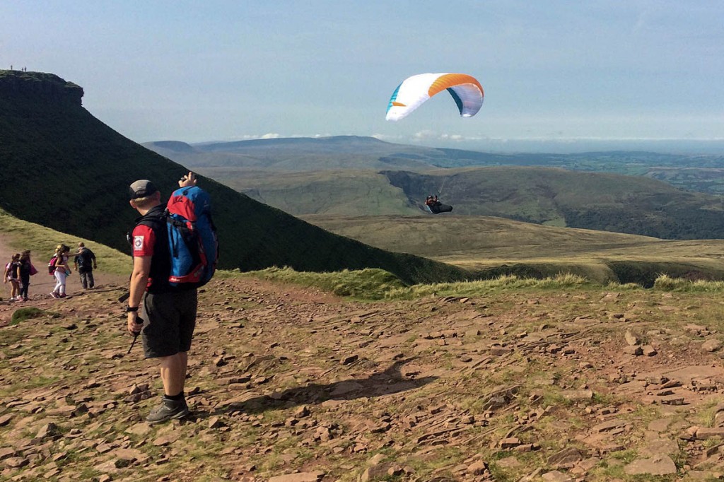The paraglider seen before his crash. Photo: Brecon MRT The paraglider seen before his crash. Photo: Brecon MRT