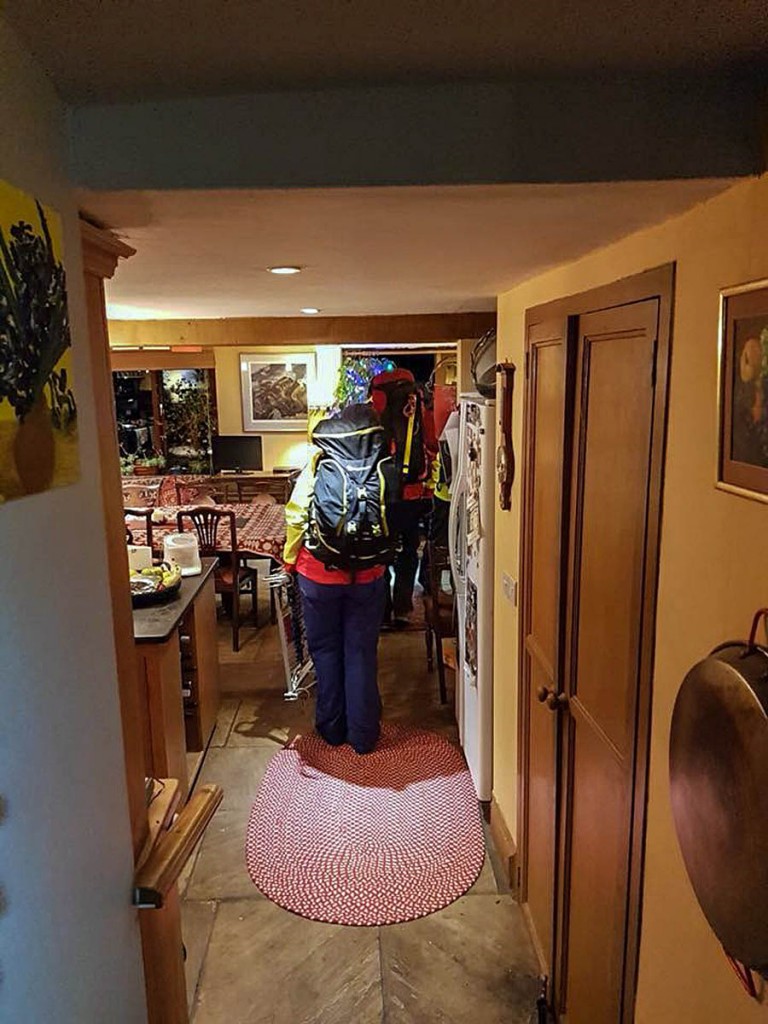 The Brecon MRT stretcher team makes its way through the Old Crofftau kitchen. Photo: Brecon MRT The Brecon MRT stretcher team makes its way through the Old Crofftau kitchen. Photo: Brecon MRT