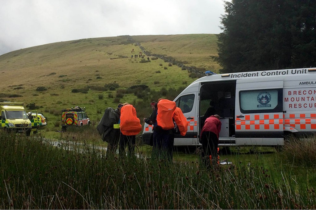 Rescuers at the scene of the Fan Bwlch Chwyth incident. Photo: Brecon MRT