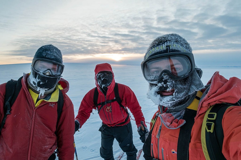 Alex Hibbert, right, with team-mates on the icecap in Iceland