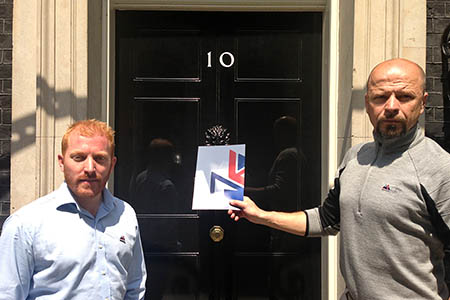 Andrew Denton, right, and Terry Stephenson of the OIA deliver the Britain on Foot pack to Downing Street Andrew Denton, right, and Terry Stephenson of the OIA deliver the Britain on Foot pack to Downing Street