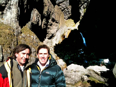 Rob Brydon and Steve Coogan at Gordale Scar in Malhamdale