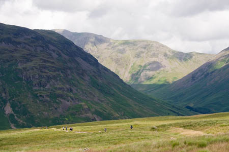 The route approaching Wasdale from Burnmoor, which will be pounded by the runners