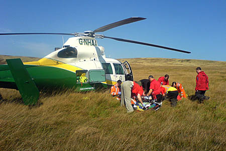 Calder Valley SRT members work with air ambulance crew at the Oxygrains incident Calder Valley SRT members work with air ambulance crew at the Oxygrains incident