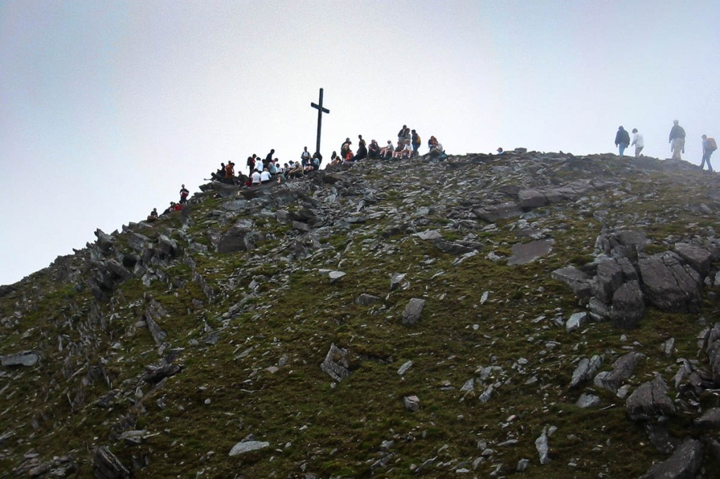 The summit of Carrauntoohil, with the 16ft cross which has now been cut down The summit of Carrauntoohil, with the 16ft cross which has now been cut down