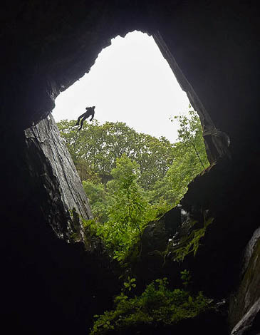 A climber abseils into Cathedral Quarry. Photo: Karl and Ali CC-BY-SA-2.0 A climber abseils into Cathedral Quarry. Photo: Karl and Ali CC-BY-SA-2.0