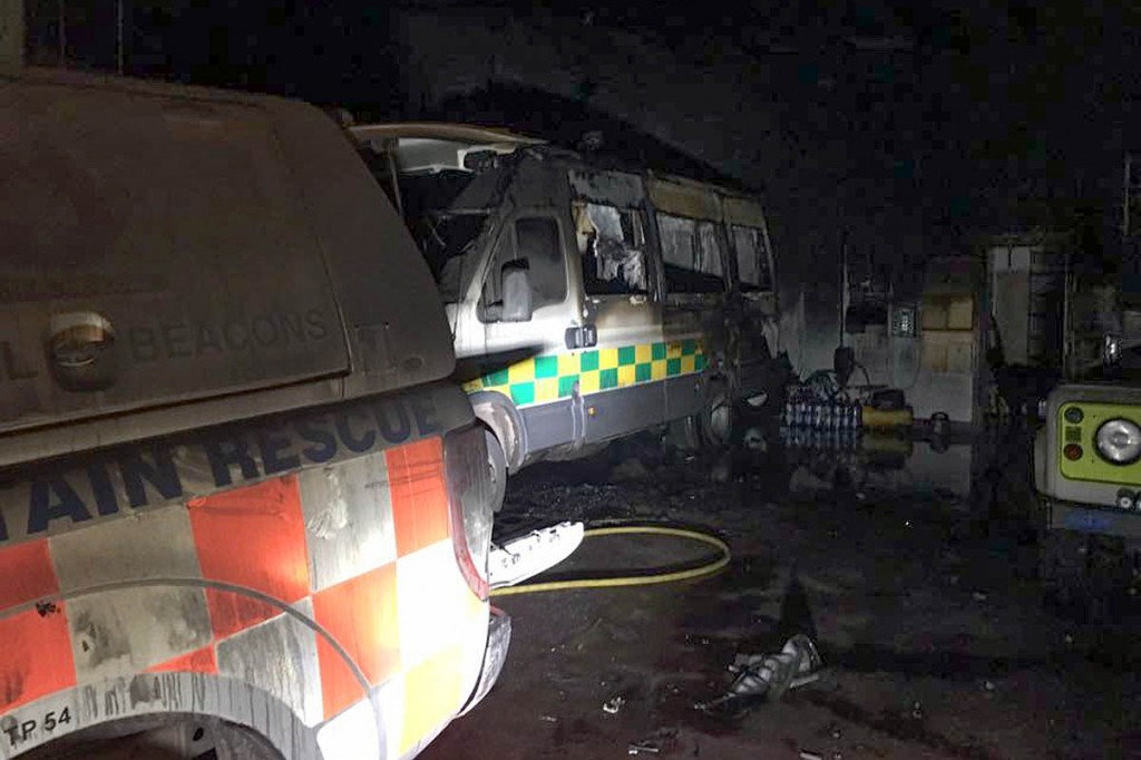 One vehicle was destroyed and two others badly damaged. Photo: Central Beacons MRT