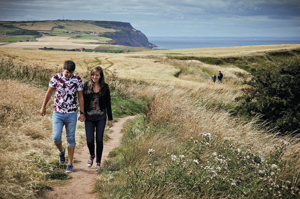 Walkers on the Cleveland Way, which ends on the North Yorkshire coast. Photo: Chris J Parker