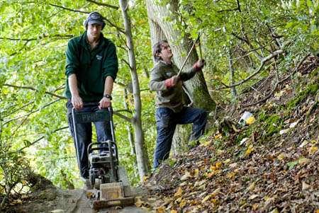   Countryside rangers Andy Brown and Ben Jackson at work on the path improvements