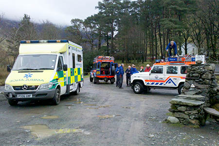 Cockermouth Mountain Rescue Team members at the scene. Photo: Cockermouth MRT Cockermouth Mountain Rescue Team members at the scene. Photo: Cockermouth MRT