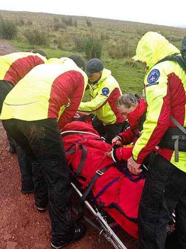 Rescuers at work during the incident on Corn Du. Photo: Brecon MRT Rescuers at work during the incident on Corn Du. Photo: Brecon MRT