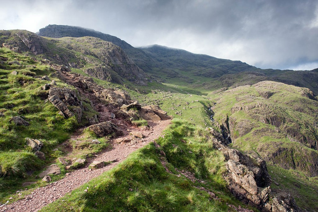 The walker fell close to the Corridor Route which leads to Scafell Pike
