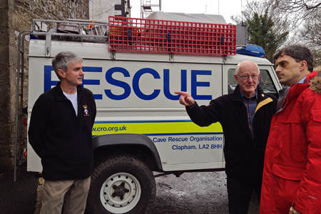 Julian Smith, right, talks to Cave Rescue Organisation members during his visit to the team's Clapham headquarters Julian Smith, right, talks to Cave Rescue Organisation members during his visit to the team's Clapham headquarters