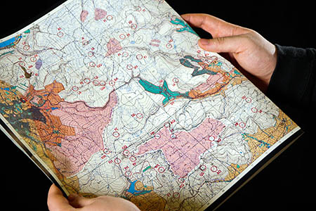 A high-contrast map developed specifically for night navigation.Photo: Ian Corless A high-contrast map developed specifically for night navigation.Photo: Ian Corless