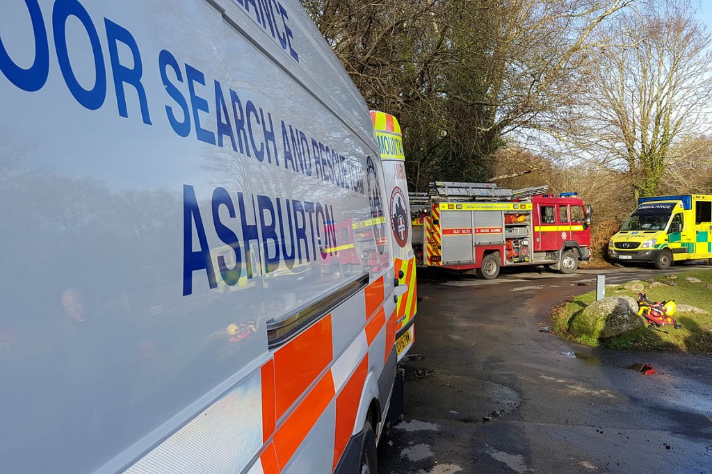 The rescue team joined ambulance and fire and rescue crews at the scene. Photo: Dartmoor SRT Ashburton