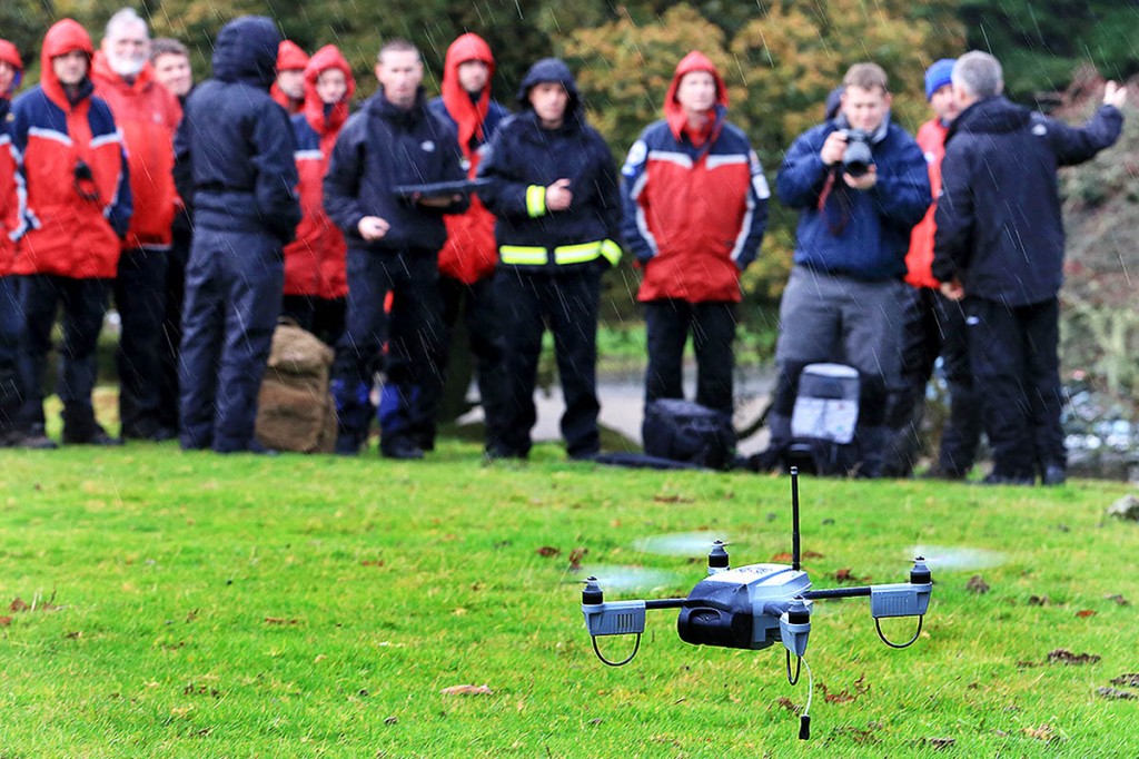 The drone is put through its paces. Photo: Roger Hyde/DSRTP The drone is put through its paces in front of the team and local emergency services, earlier this month.Photo: Roger Hyde/DSRTP