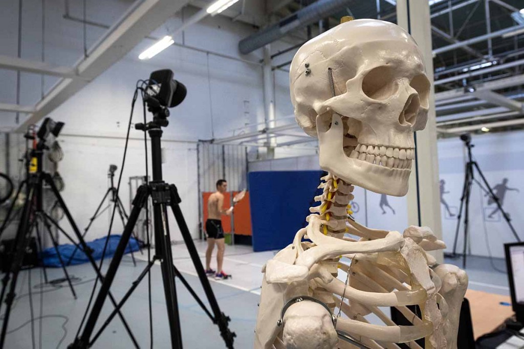 Smile for the camera: a volunteer employee produces an animation for tennis moves in the Campus labs