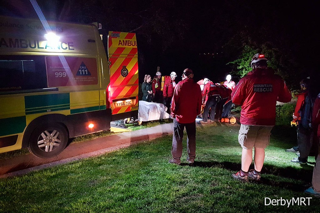 Rescuers at the scene of the bouldering incident. Photo: Derby MRT