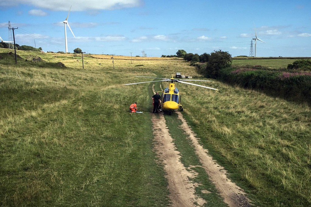 The air ambulace at the rescue scene. Photo: Derby MRT