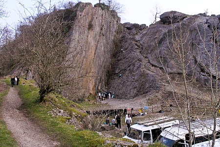 The group stopped near Dinas Rock. Photo: Hywel Williams CC-BY-SA-2.0