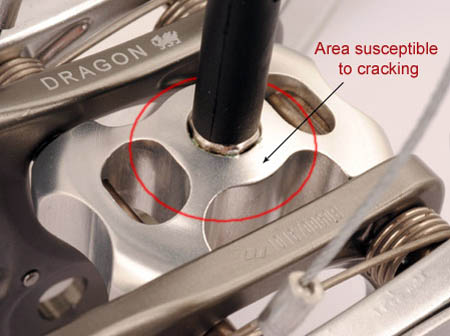 A close-up of the area of the cam affected. Photo: DMM International A close-up of the area of the cam affected. Photo: DMM International