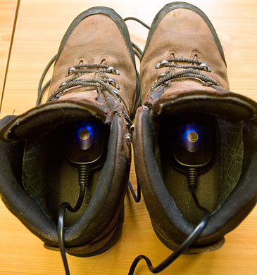 ...after leaving the Drywarmer elements in overnight, the boots were dry, both inside and out ...after leaving the Drywarmer elements in overnight, the boots were dry, both inside and out