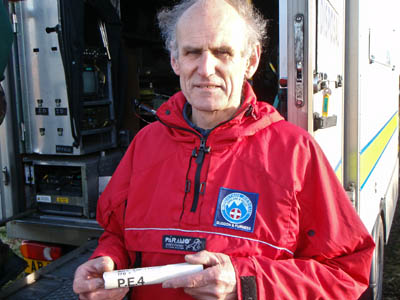 Martin Cooper of Duddon and Furness Mountain Rescue Team Martin Cooper of Duddon and Furness Mountain Rescue Team with a stick of plastic explosive used to blow up a Second World War shell found by the team during a training exercise