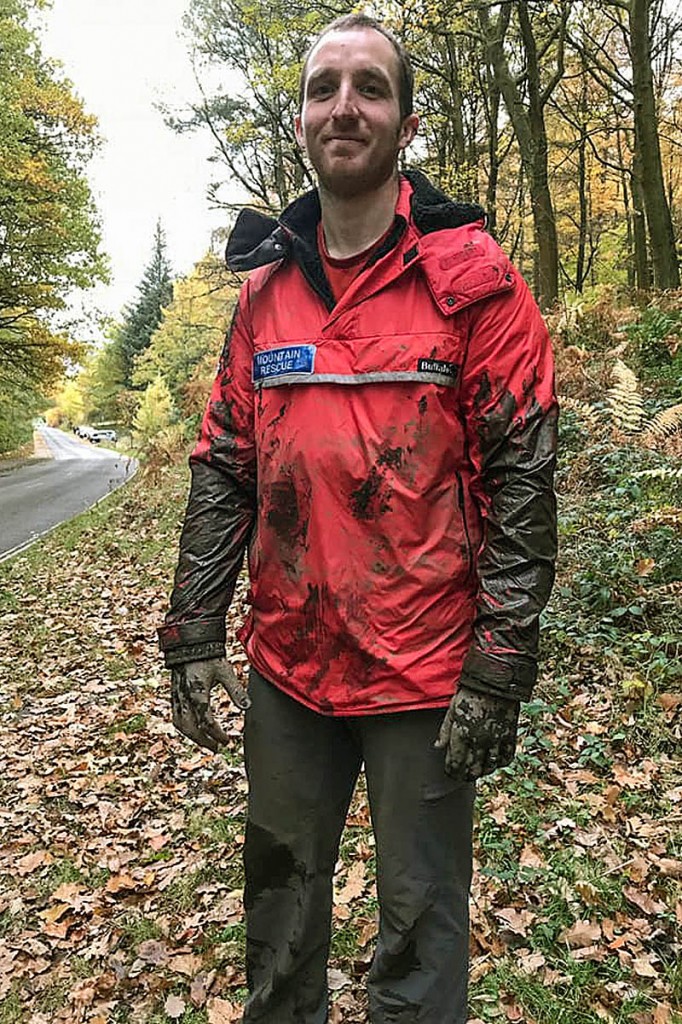One of the team members who faced a long clean-up after the operation. Photo: Edale MRT