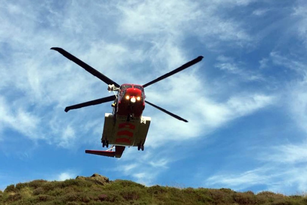 The Coastguard Sikorsky S-92 at the scene on Kinder Scout. Photo: Edale MRT