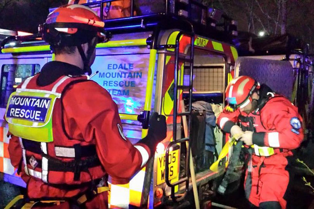 Edale MRT members prepare to join the flood rescue. Photo: Edale MRT Edale MRT members prepare to join the flood rescue. Photo: Edale MRT