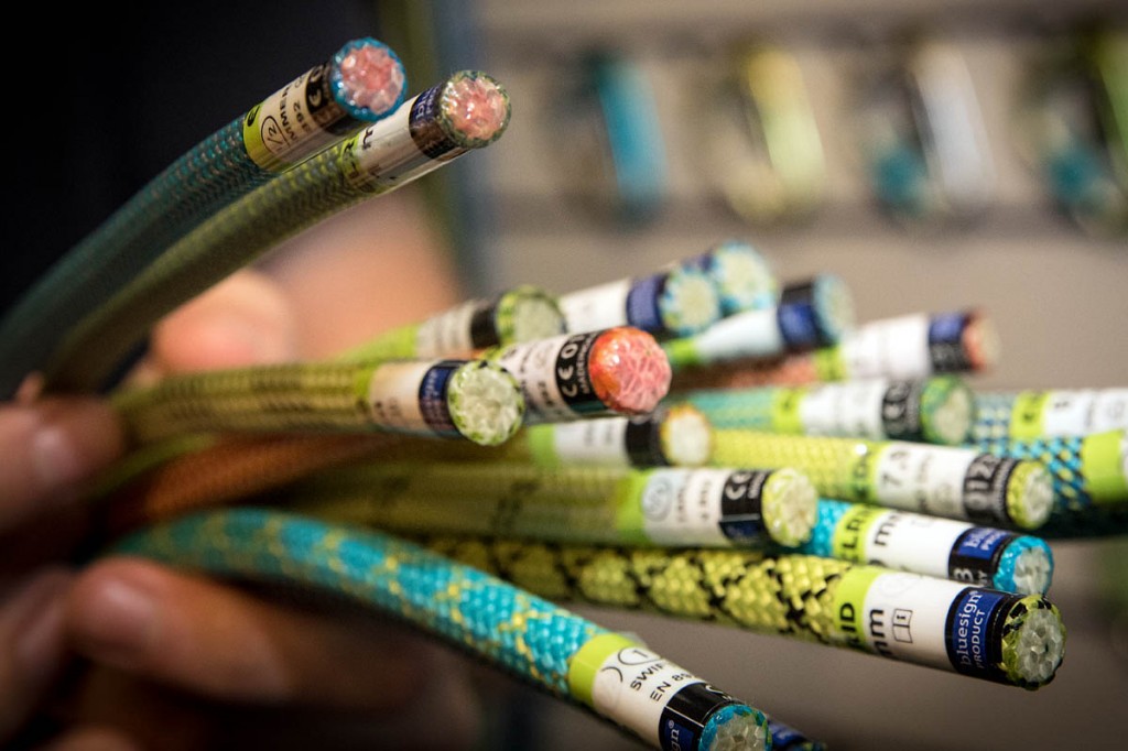 The Edelrid Skimmer, top, is the thinnest half-rope, at just 7.1mm diameter. Photo: Bob Smith/grough The Edelrid Skimmer, top, is the thinnest half-rope, at just 7.1mm diameter. Photo: Bob Smith/grough