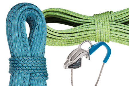 The Snipe, left, and Flycatcher ropes with a Micro Jul belay device The Snipe, left, and Flycatcher ropes with a Micro Jul belay device
