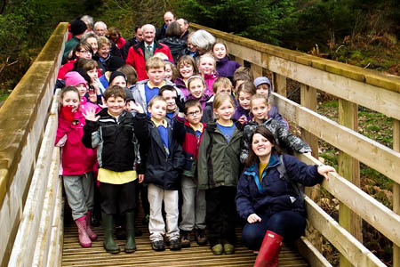 Schoolchildren join in the official opening of the bridge in Ennerdale Schoolchildren join in the official opening of the bridge in Ennerdale