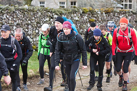 Fellsman competitors leave Ingleton for their first fell, Ingleborough Fellsman competitors leave Ingleton for their first fell, Ingleborough