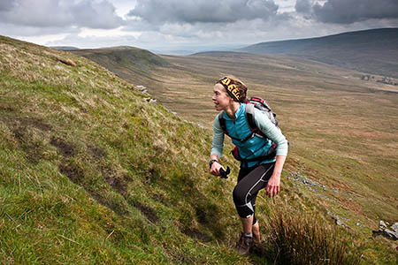 Amanda Heading makes the ascent of Gragareth during the Fellsman