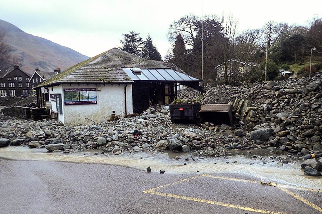 The wrecked felltop assessors' office and information centre at Glenridding. Photo: Graham Uney
