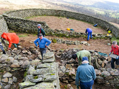 Volunteers at work restoring the Rydal sheepfold