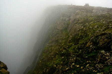 Gardyloo Gully, with the summit shelter visible on the right