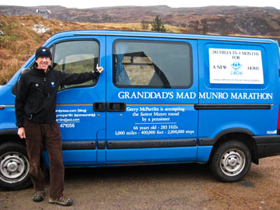 Gerry will travel between the munros and sleep in his camper van