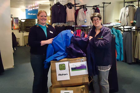 Handing over the gear at Rohan's Long Preston shop Handing over the gear at Rohan's Long Preston shop