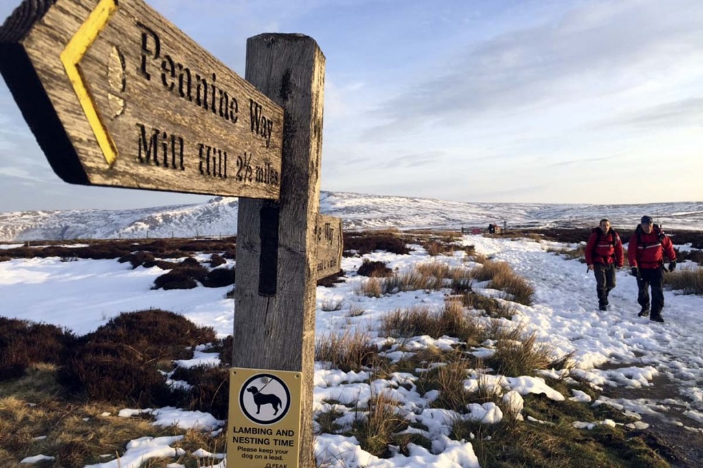 Rescuers walk off Bleaklow after the rescue. Photo: Glossop MRT Rescuers walk off Bleaklow after the rescue. Photo: Glossop MRT
