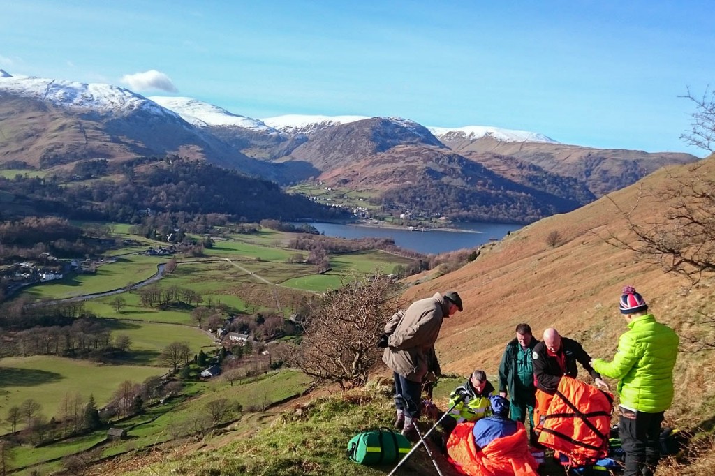 Rescuers at the scene above Patterdale. Photo: GNAAS