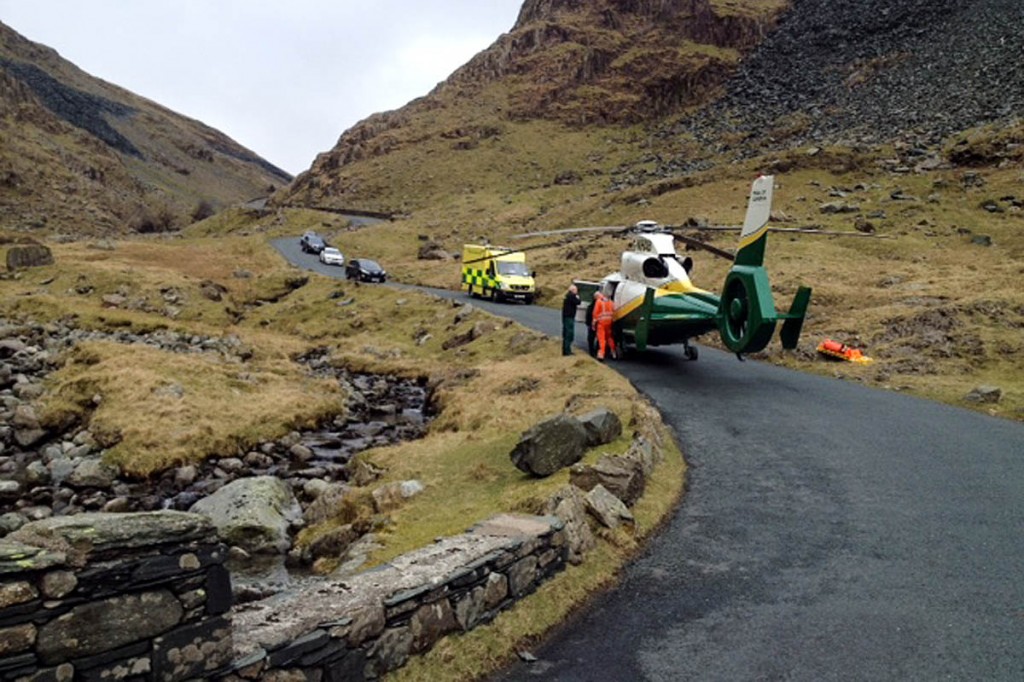 The scene of the incident on the Honister Pass. Photo: GNAAS The scene of the incident on the Honister Pass. Photo: GNAAS