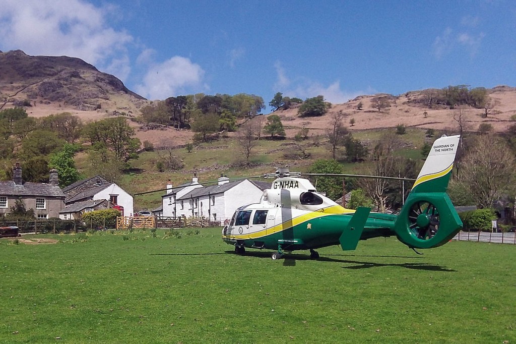 The Great North Air Ambulance Guardian of the North at Seatoller during the incident. Photo: GNAAS